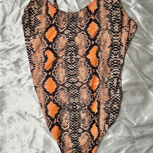 Snake Print Bodysuit - Orange and Black women or Junior